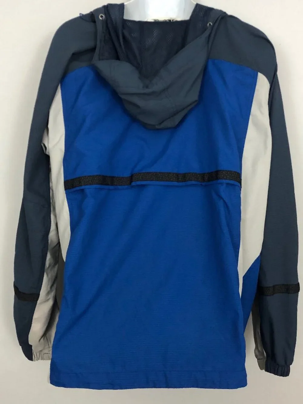 Columbia Packable Windbreaker Jacket Blue Gray Mens L Vented Hooded Gorpcore